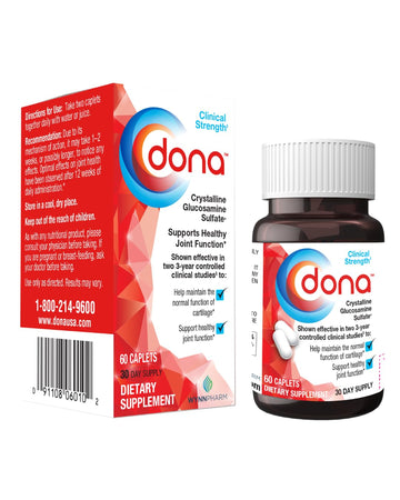 Crystalline Glucosamine Sulfate by Dona – 60 Count (Pack of 1), White, Model 811511000058