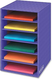 Bankers Box 6-Shelf Organizer, 18" x 12" x 13 1/4", Purple | Turn paper piles into organized workflows with durable compartments that keep mail, forms, and projects easy to find.