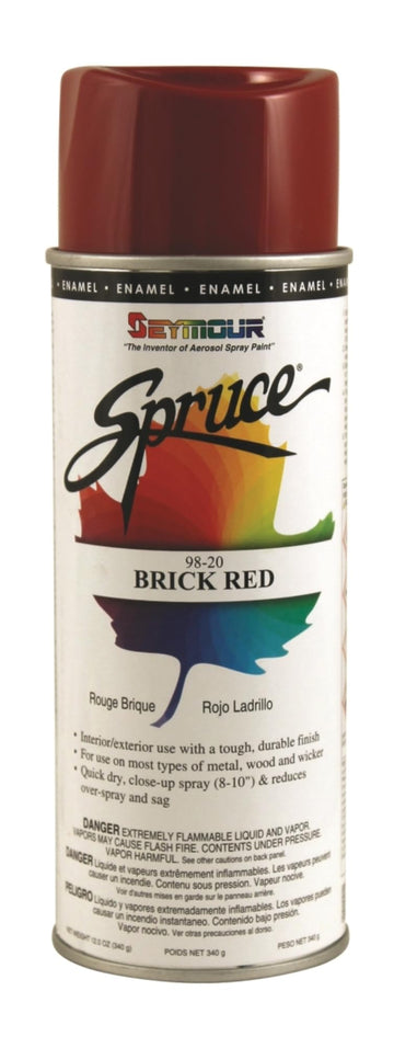 Spruce General Use Spray Paint 12 Oz. Brick Red 12 Cans/Case by Seymour – 16 oz. Aerosol Can, Brick Red, Model 98-20