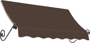 AWNTECH 10.38 FT. Charleston Fixed Awning 124.5 in. W X 36 in. H X 36 in. D Acrylic Fabric in Brown CT33-10BR