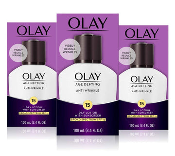Age Defying Anti-Wrinkle Day Face Lotion with Sunscreen by Olay – 3 Count (Pack of 1), Newer Version - Pack of 3, Model Age Defying Anti-Wrinkle cream