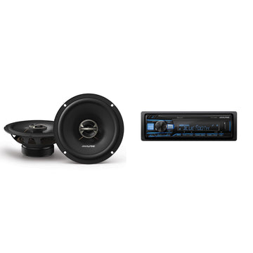 UTE-63BT Mech-Less Digital Media Receiver with Bluetooth® Wireless Technology w/EL-E65-G Coaxial Speaker Set by Alpine – Commercial Grade
