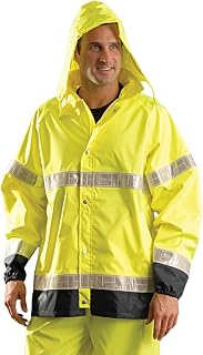 OccuNomix LUX-TJRGT-Y3X Premium Breathable Waterproof Rain Jacket with Reflexite Prismatic Gloss Tape, Class 3, Yellow, 3X-Large