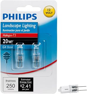 PHILIPS Outdoor Landscape T3 Light Bulb, 250 Lumen, Soft White Light (2800K), 20-Watt, 12-Volt, Bi-Pin Base, 2-Pack