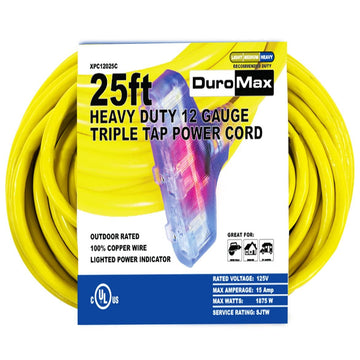 Outdoor Extension Cord by DuroMax – XPC12025C, pvc, Yellow, Model XPC12025C