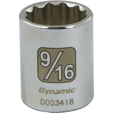Tools 1/4" Drive 12 Point Sae by Dynamic – 9/16-Inch, Alloy Steel, Chrome Finish, Model D003418