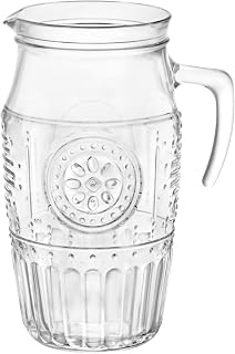 Bormioli Rocco Romantic, Elegant Floral Glass Pitcher, 60.75 oz, Made In Italy.