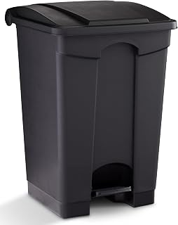 Safco Plastic Step-On Trash Can for Hands-Free Disposal, Great for Home and Commercial Use, 12 Gallon, Black (9925BL)