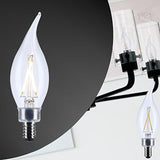 Satco 5.5W CA10 LED Light Bulb 5000K Natural Light 500 Lumens Clear Flame Tip 300 Degree Beam E12 Candelabra Base 92 CRI Dimmable Wet Rated IP65 Enclosed Fixture Rated 120V S12509