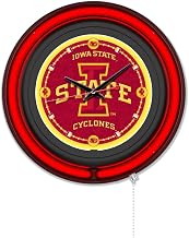 Holland Bar Stool Clk15BKIowaSt NCAA 15 in. Dia. Iowa State University Double Neon Wall Clock Black