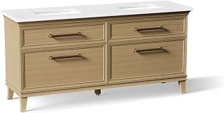 Kohler CM29482-BD6-KTB Artifacts™ 72" Bathroom Vanity Cabinet with Sinks and Quartz top, Light Oak