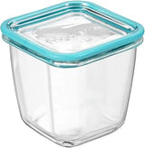 Bormioli Rocco Frigoverre Future 25.25 oz. Tall Square Stackable Glass Food Storage Container Made of Tempered Glass with Silicone Rubber Seal, Set of 12