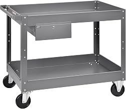 Global Industrial 2 Shelf Deep Tray Steel Stock Cart, 500 Lb. Cap. with 1 Drawer, 36" L x 24" W x 32" H
