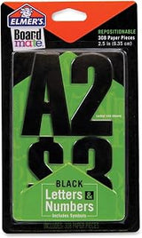 Elmer's Project Popperz Repositionable Paper Letters and Numbers, 300+ Glue and Stick Pieces, 2.5 Inch, Black (E3069)