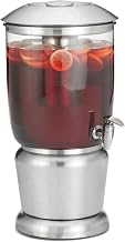 Tablecraft Single Beverage Dispenser, 1.25 Gal Tritan Reservoir with Infuser and Ice Core, Brushed Stainless Steel Lid and Base, 5" Faucet Clearance, Indoor or Outdoor Use