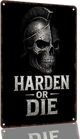 Spartan Skull Harden or Die Aluminum Decorative Sign, 8 x 12 Inch