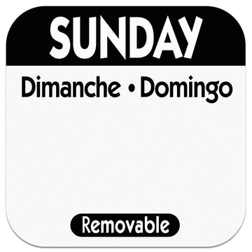 Sunday 1" Square Removable Label Black by NCCO – 1 inch, Black, Model R107R