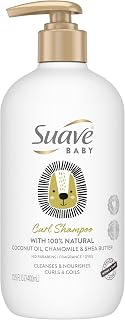 Suave Baby Curl Shampoo for Curly, Coily Hair, with 100% Natural Coconut Oil, Chamomile & Shea Butter No Parabens, Fragrance, Dyes 13.5 OZ