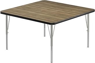 Correll 36" Top Bar Stool/Standing Height Square Activity Table in Hickory