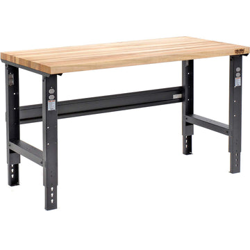Adjustable Height Workbench by Global Industrial – 60"L x 30"W x 3"H, Steel, Black, Model 183166BK