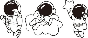 Jasscare Metal Astronaut Wall Art, Set of 3 Iron Spaceman Hanging Decor - Modern Space Theme for Kids Room Bedroom Living Room, Ideal Gift for Space Lovers