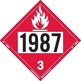 Labelmaster ZRV21987 UN 1987 Flammable Liquid Hazmat Placard, Rigid Vinyl (Pack of 25)