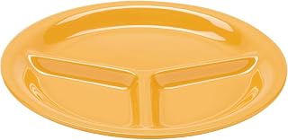 G.E.T. CP-10-TY Heavy-Duty 3-Compartment Divided Plastic Plates, 10.25", Tropical Yellow (Set of 12)