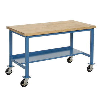 Mobile Production Workbench by Global Industrial – 30"L x 60"W x 36"H, Steel, Blue, Model 253989BL