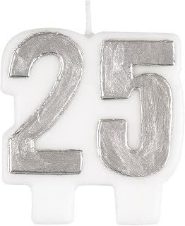 Unique Party Silver Number 25 Birthday Candle