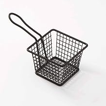 American Metalcraft FRYB443 Square Snack Basket w/Handle, Black, 4"