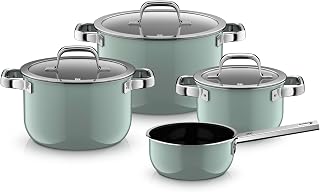 WMF Fusiontec Mineral Pro 0519845290 4-Piece Saucepan Set, Durable, Scratch-Resistant Material, Induction Cookers, Suitable for All Hob Types, Made in Germany, Eucalyptus Haze
