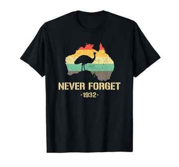 Emu War 1932 Funny Australia History T-Shirt by Funny Emu apparel – Cotton, Black, Model GWSKXXPNAMP