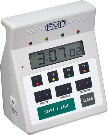 Digital 4 Channel Commercial Kitchen Countdown Timer by FMP – 7-inch H, Plastic, White, Model 151-7500