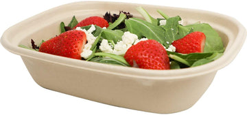 World Centric - CT-SC-U2 100% Compostable to-Go Boxes by – Made from Unbleached Plant Fiber, Great for Takeout, 8.8" x 6.8" x 2.25", 32 oz, (Pack of 400)