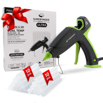 Hot Glue Gun and Glue Sticks by Surebonder – Black and Green, Model DT-3100FAMZS