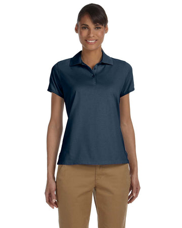 Women's Solid Performance Plus Jersey Polo New Navy M (8-10) by Chestnut Hill – Polyester, Navy