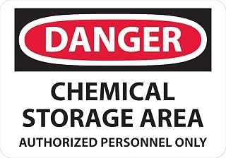 National Marker D240PB "Chemical Storage Area Authorized Personnel Only" Danger Sign, PS Vinyl, 10" x 14"