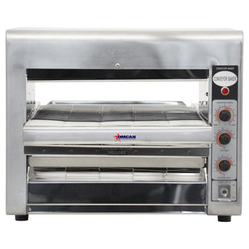 14 Inch Wide Conveyor Belt Adjustable Heat and Speed Stainless Steel Infrared Baking Commercial Kitchen Toaster Oven by Omcan – (DWH): 41” x 18.5” x 15.7”, 25.0 load, Model 11387