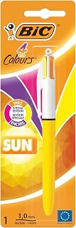 BIC 949898 4 Colours Sun Retractable Ballpoint Pen (1 mm Blister Pack), pink