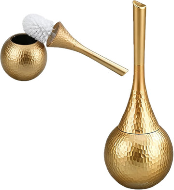 Hideaway Toilet Brush Set by Kobzipanda – Acrylonitrile Butadiene Styrene (ABS), Gold, Model GGMTS