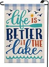 Blue Life Is Better At The Lake Garden Flag 12x18 Inch Double Sided Small Summer Lakeside Flags Holiday Lake House Decor Outside Decorations For Yard