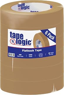 Tape Logic TLT94553006PK Brown #5300 Flatback Tape, Kraft, 60 yd. Length, 1" Width (Pack of 6)
