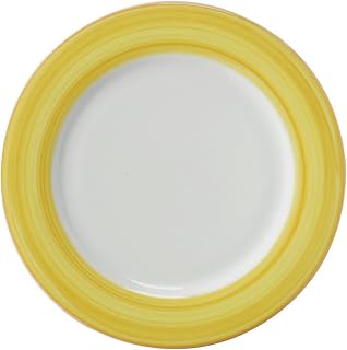 G.E.T. 12 1/4" Yellow Rolled Edge Dinner Corona Porcelain Plate (Set of 12)