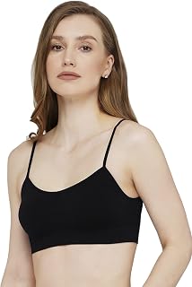 RONDO Women's Bra Yoga Mini Cami Seamless Bralette Microfibr Stretch Bra Thin Strap Bralette