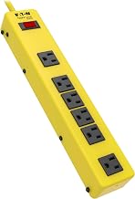 TRIPP LITE Eaton TLM626NS Heavy Duty Power Strip, Safety Yellow Metal Housing, 6 Outlets, 6 Foot / 1.8 Meter Cord, Keyhole Mounting Slots, Industrial Garage Work Shop Bench
