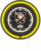 Holland Bar Stool Clk15BKUSMilA NCAA 15 in. Dia. US Military Academy Double Neon Wall Clock Black