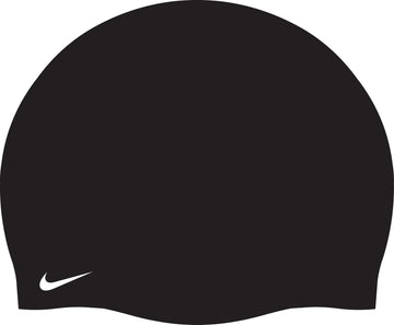 Swim Unisex Solid Silicone Adult Cap by Nike – 6 1/2, Black/White, Model 93060