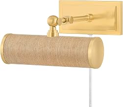 Mitzi HL263201-AGB/GC Holly - 1 Light Picture Light - 4.75 Inches Tall and 8.25 Inches Wide - Aged Brass/GRASSCLOTH