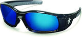 MCR Safety Crews SR118B Swagger Safety Glasses Blk w/ Blue Diamond Mirror Lens (12 Pair)
