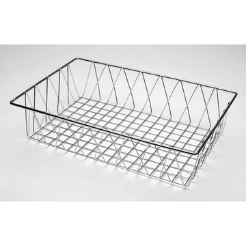 Wire Display Basket Rectangular Chrome Plated Pastry Basket Bakery Tray- 18"L x 13"W x 5"H by HUBERT – Metal, Silver